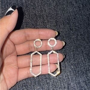 Elegant Gold tone Rhinestone Drop Earrings